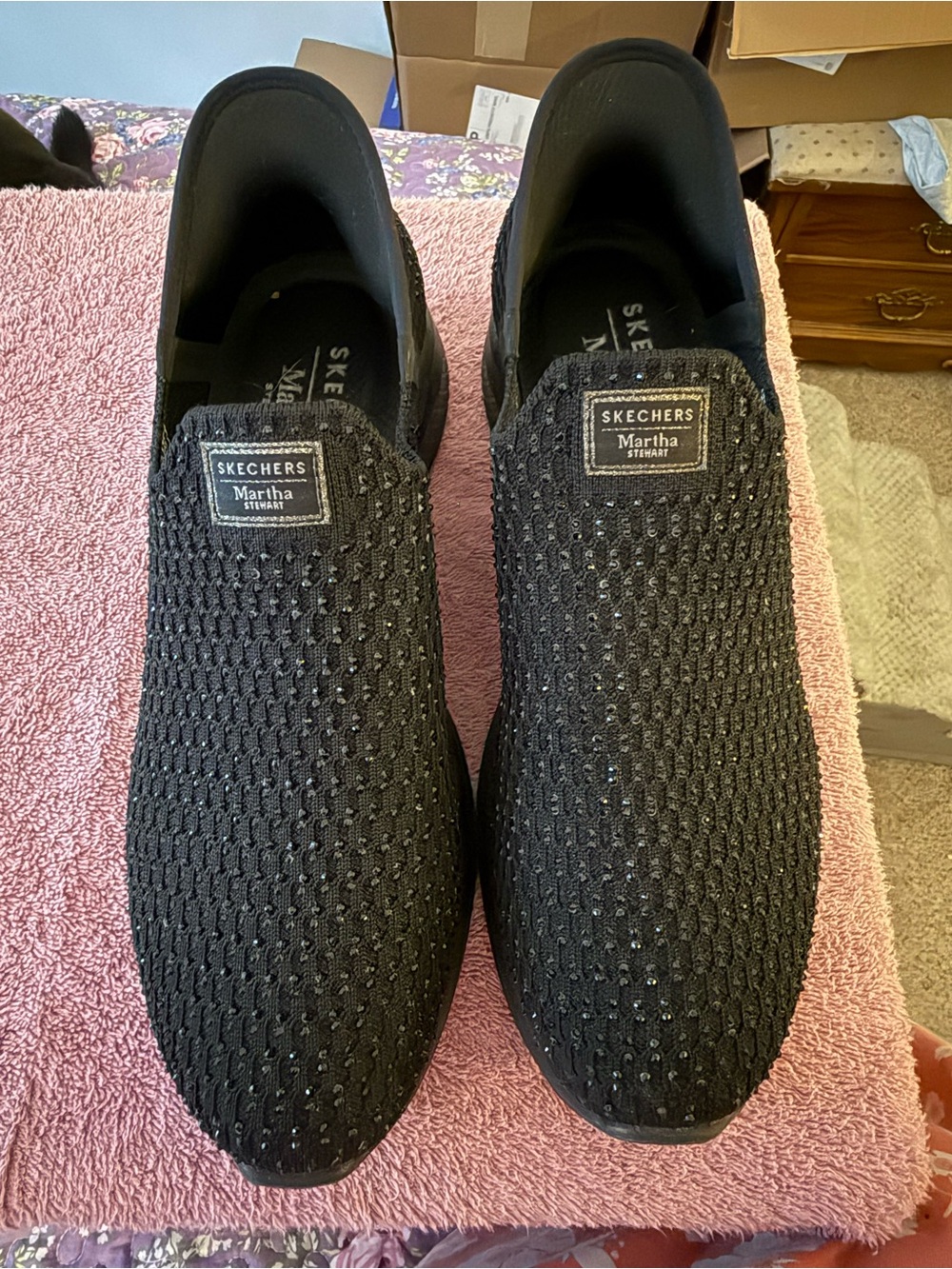 Skechers Women's Martha Slip-On Sneakers in Black